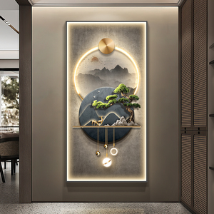 玄关壁画迎客松