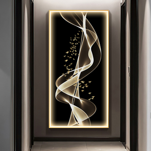 抽象线条led灯画现代轻奢玄关装饰画入户正对门走廊过道发光壁画