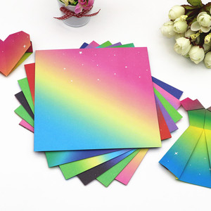 彩虹渐变正方形折纸双面星空印花儿童彩纸叠千纸鹤爱心手工纸材料