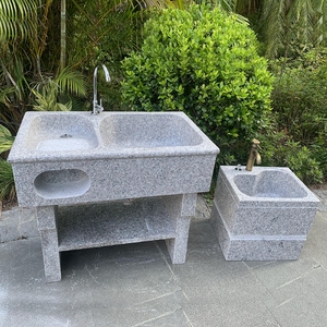 天然花岗岩整石户外庭院石头洗衣池阳台一体式家用带搓衣板洗衣槽