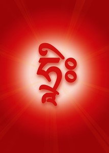 结缘红色舍字观想图像 舍字修法图画 佛菩萨像挂画图相纸双面塑封