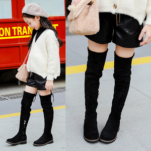 女童长筒靴子春秋儿童过膝单靴中大童高筒小女孩加绒冬季公主长靴