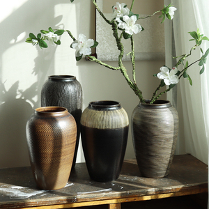 中美式复古陶瓷罐插干花瓶摆件客厅桌面电视柜轻奢现代水培器装饰