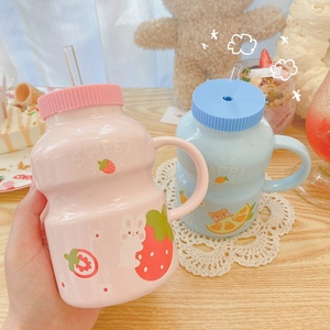 卡通玻璃杯子可爱女马克杯