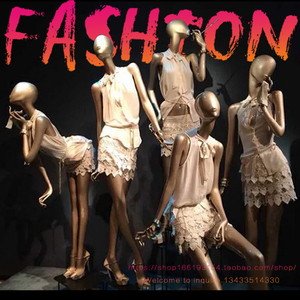 橱窗展示架服装店假模特道具全身女金色人体艺术时尚组合新款包邮