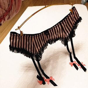 外贸欧美黑粉条纹金属扣吊袜带防丝袜滑落袜夹丝袜扣加大码