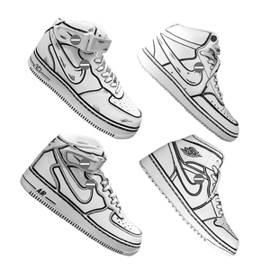 hp球鞋定制手绘鞋diy空军一号af1黑白二次元漫画描边彩绘aj1改色