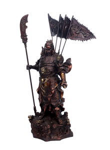 开光纯铜九龙关公摆件背旗踏龙关羽铜佛像招财镇宅武财神开业礼品