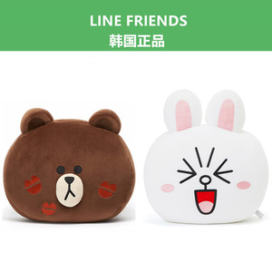 韩国正品 LINE FRIENDS 布朗熊可妮兔抱枕靠枕 毛绒玩偶 公仔靠垫