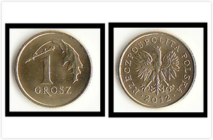 欧洲 全新 波兰1格罗希硬币【整包100枚】年份随机 外国钱币 收藏