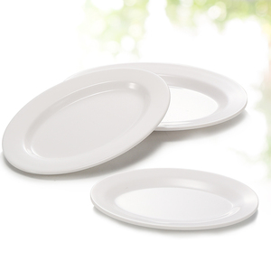 密胺仿瓷白色椭圆形盘子餐厅饭店鱼盘肠粉盘炒菜碟子商用塑料餐具