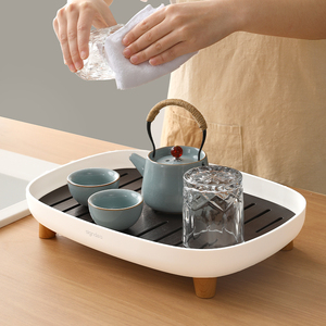 日式茶盘家用轻奢现代小型储水式茶台功夫茶具简约干泡台沥水托盘