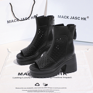 香港MACKJASCHK超高跟洞洞马丁靴女2024夏季新款厚底镂空透气短靴