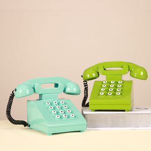 欧式复古怀旧老式铁艺听筒座机电话机模型道具装饰品创意民宿摆件
