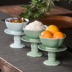 莲花供碗家用高脚斋碗八吉祥陶瓷供奉礼佛供饭碗供水碗供菜碗寺庙