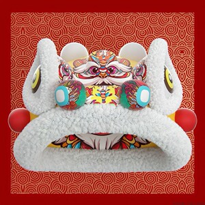 [模型下载]新年喜庆狮子头棉帽 c4d模型3d建模渲染设计素材源文件