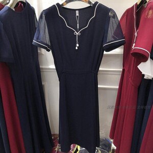 格琳菲尔夏季新款女装gl 中老年收腰气质雪纺纱连衣裙896格林菲尔