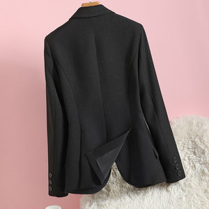 双开叉小西装外套女修身春秋新款黑色西服时尚个性拼接西装设计感