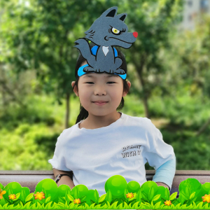 大灰狼头饰卡通帽子小朋友六一儿童节舞台演出小动物装扮话剧头套
