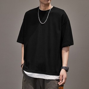 黑色短袖t恤假两件