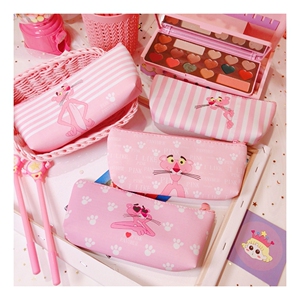 粉色少女心网红动漫粉红顽皮豹pu拉链笔袋 化妆品收纳袋