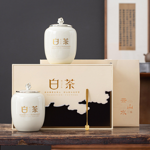 高端白茶茶叶包装盒空礼盒创意陶瓷茶叶罐双罐半斤礼品空盒子定制