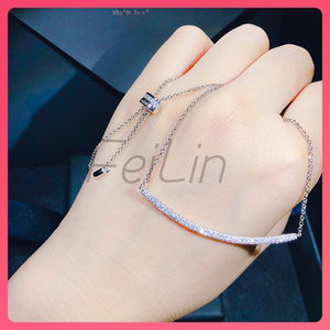 apm新款欧美一字微笑项链女 气质百搭毛衣链微镶晶钻笑脸锁骨链潮