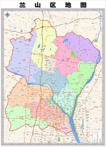 临沂市兰山区地图(单面防水版)130乘94cm 临沂兰山区地图