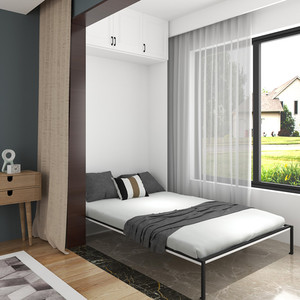 简约阳台客厅隐形床单人下翻床多功能壁床靠墙折叠床柜一体可定制