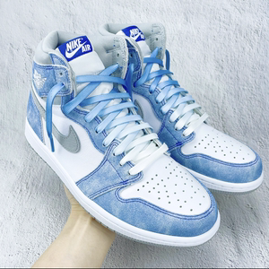 适配nike aj1high薄荷糖水洗白蓝天空蓝扎染北卡蓝浅蓝色渐变鞋带