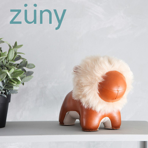台湾真品Zuny动物狮子长颈鹿书档桌面装饰摆件创意礼品皮质玩偶