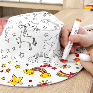 加拿大flap jack kids儿童双面防晒帽宝宝渔夫帽彩笔手绘太阳帽