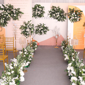 白绿色系婚庆仿真花材婚礼现场布置装饰花点花结婚迎宾路引花花排