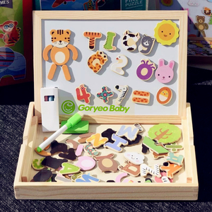 儿童木质磁铁贴片拼图磁性拼拼乐宝宝早教益智力开发双面画板玩具