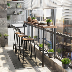 阳台小桌椅休闲桌吧台桌家用靠窗桌长条高桌子露天户外防腐木桌椅