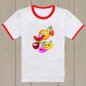 水果图案儿童香蕉短袖t恤圆领男童女童苹果夏装纯棉衣服西瓜图案