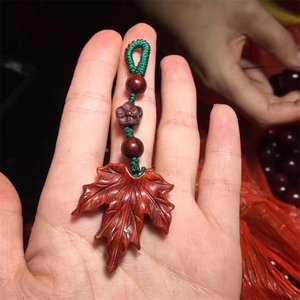 树叶吊坠小叶紫檀枫叶木雕佛珠配饰手机钥匙挂件毛衣链饰品包邮