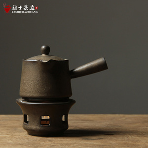 日式铜锈温茶器 茶壶粗陶蜡烛酒精灯煮茶炉加热保温暖茶炉 干烧台