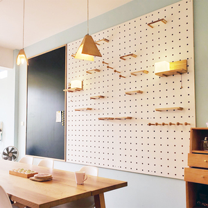 009人付款淘宝北欧木质洞洞板置物架定制玄关墙壁收纳客厅背景墙幼儿