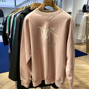 dior/迪奥 x stussy 联名款 粉色/灰色 字母logo 套头卫衣