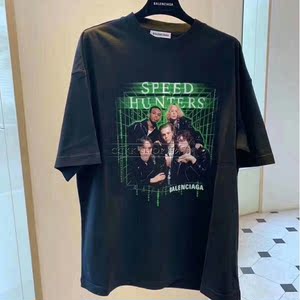 balenciaga/巴黎世家 speedhunters 绿色乐队人像 深灰色 短袖t恤
