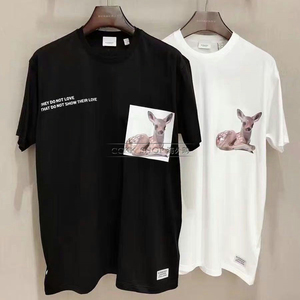 burberry/博柏利 春夏 小鹿斑比 黑色/白色 男女同款 短袖t恤tee