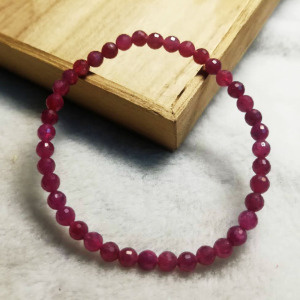 缅甸红宝石手链原石 天然红宝石刻面手串女 红刚玉水晶红绿宝散珠