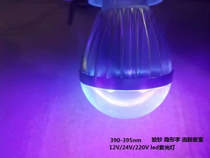 12v紫光灯220伏验钞隐形字密室LED灯紫外线消毒杀菌散光24V灯泡