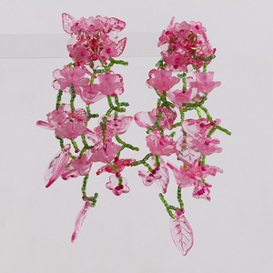 长款彩色花簇五瓣花朵diy饰品手工编织串珠发夹发饰耳饰材料
