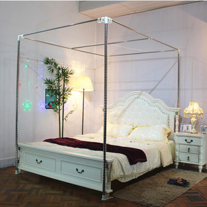 不锈钢蚊帐落地支架伸缩加粗支撑杆子1.2/1.5/1.8m床家用