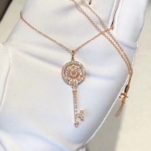 99新tiffany蒂芙尼玫瑰金满钻太阳花钥匙吊坠项链中号二手闲置
