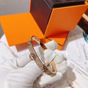 hermes爱马仕cdc绿宝石玫瑰金满钻手镯二手闲置