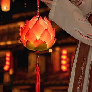 春节元宵节灯笼荷花灯正月十五宫灯新年手提发光材料包古风汉服