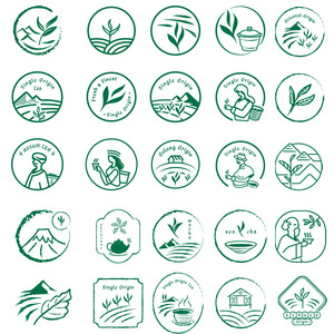 11-创意茶叶农产品logo标志店标包装辅助图形线稿线描图失量素材